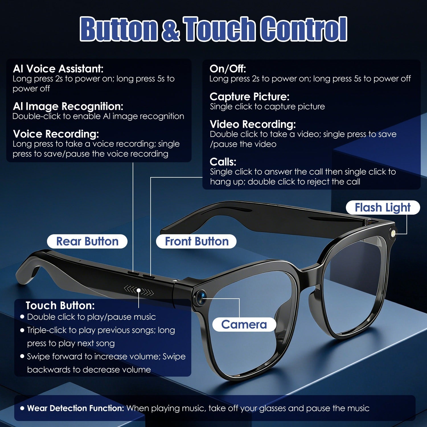 AI Smart Glasses with Camera and Voice Assistant