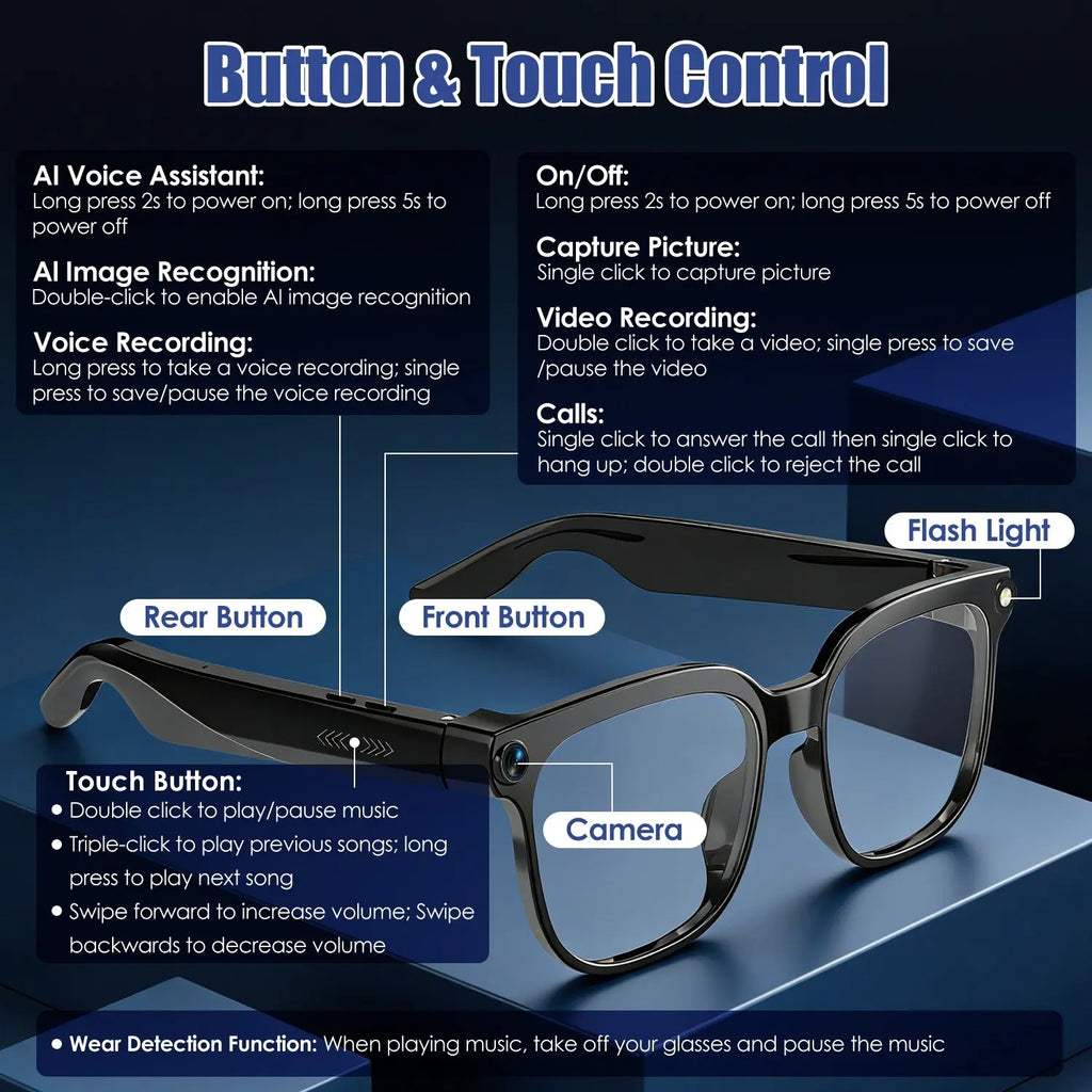 AI Smart Glasses with Camera and Voice Assistant
