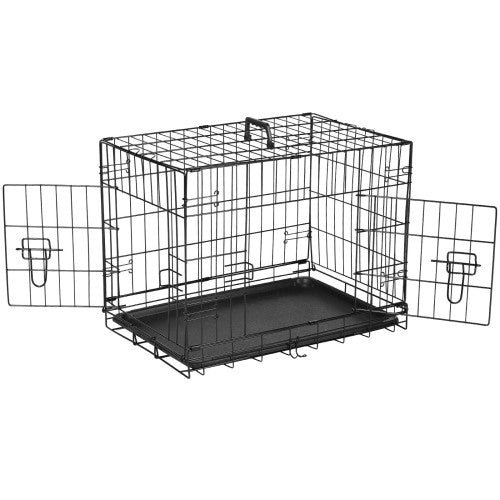 Folding Wire Dog Crate with Divider, Double Door