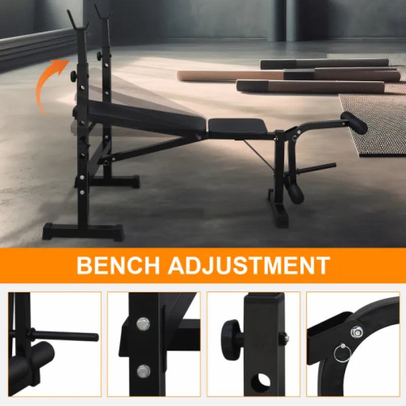 Weightlifting Bench Press Set with Squat Rack