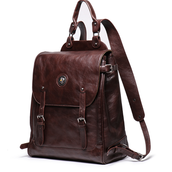 Large Capacity Leather Travel Backpack
