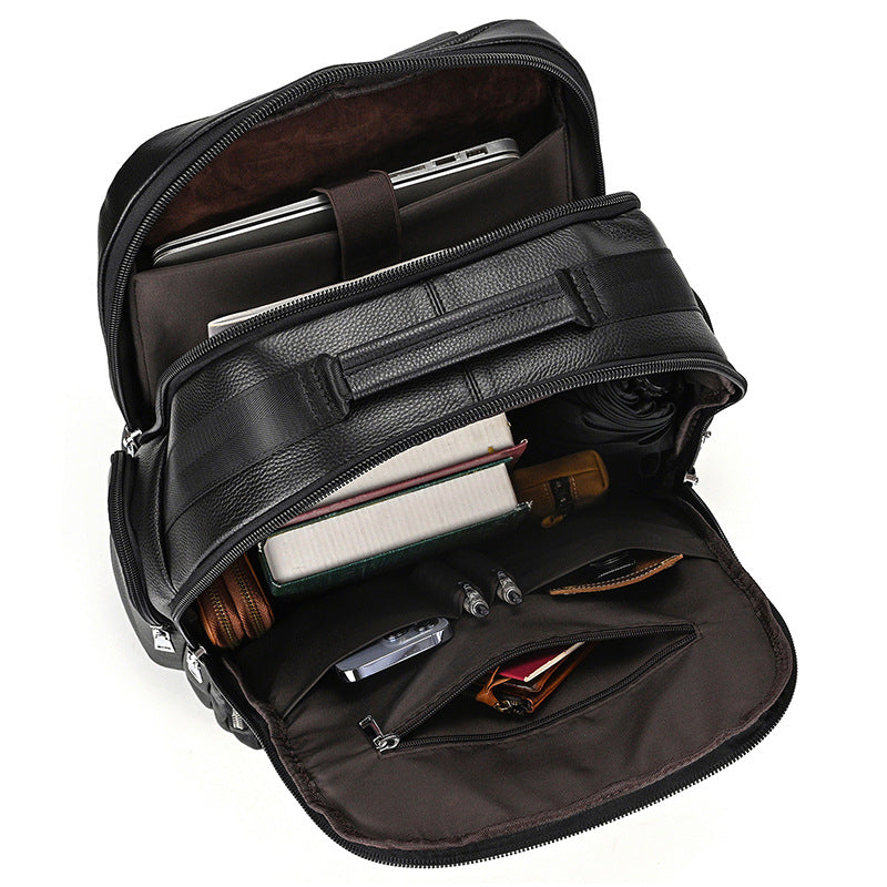 Leather Backpack with USB Charging Port