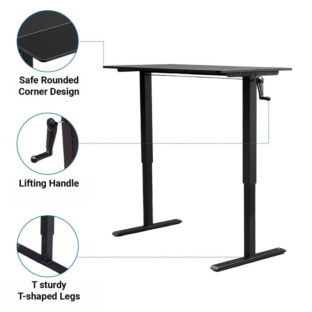 Hand-Crank Height-Adjustable Office Desk