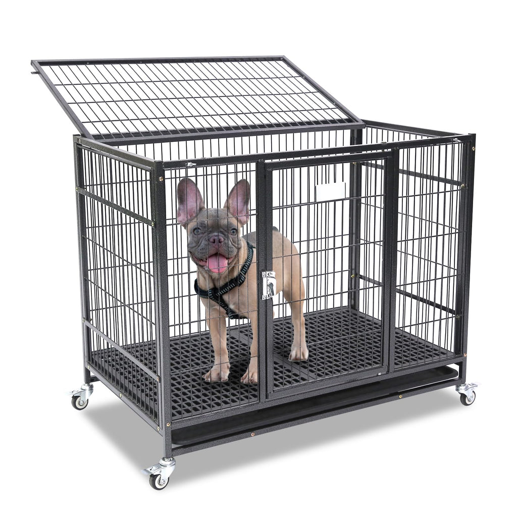 36in Stackable Metal Double-Door Dog Crate