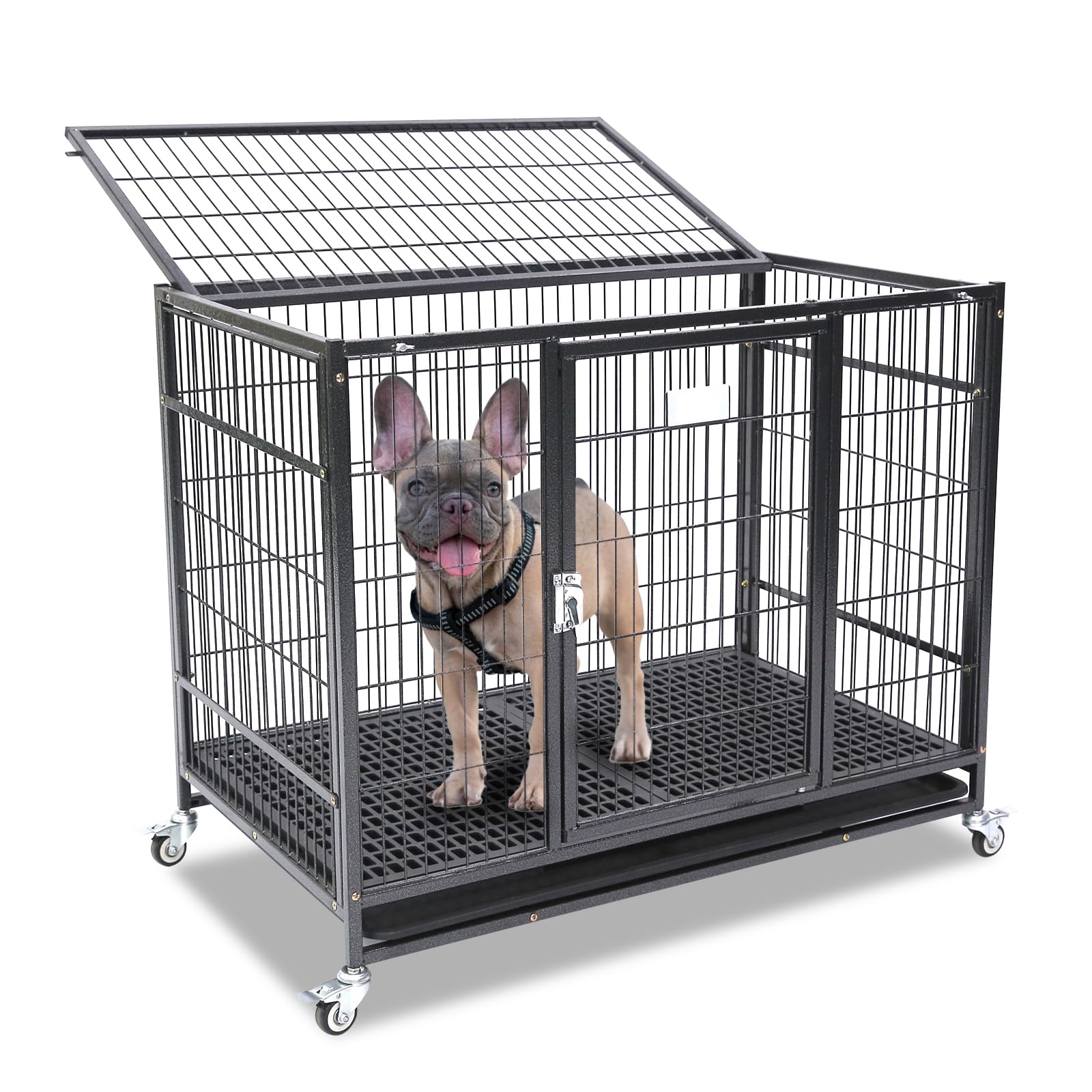 36in Stackable Metal Double-Door Dog Crate