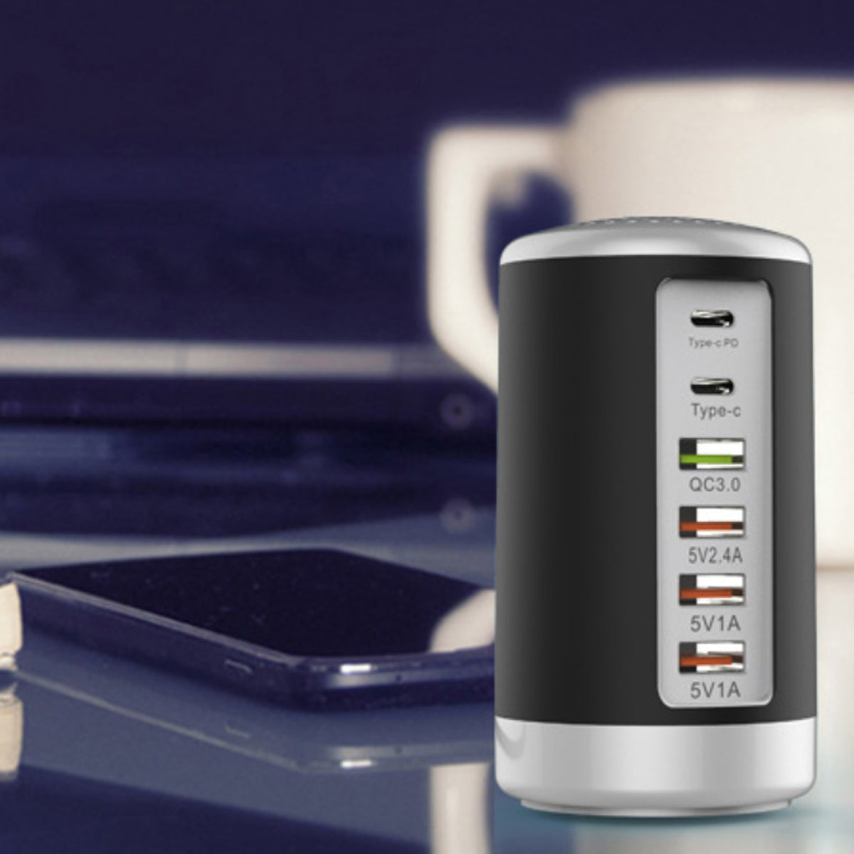 Tower USB Charging Station with 6 High-Speed Ports