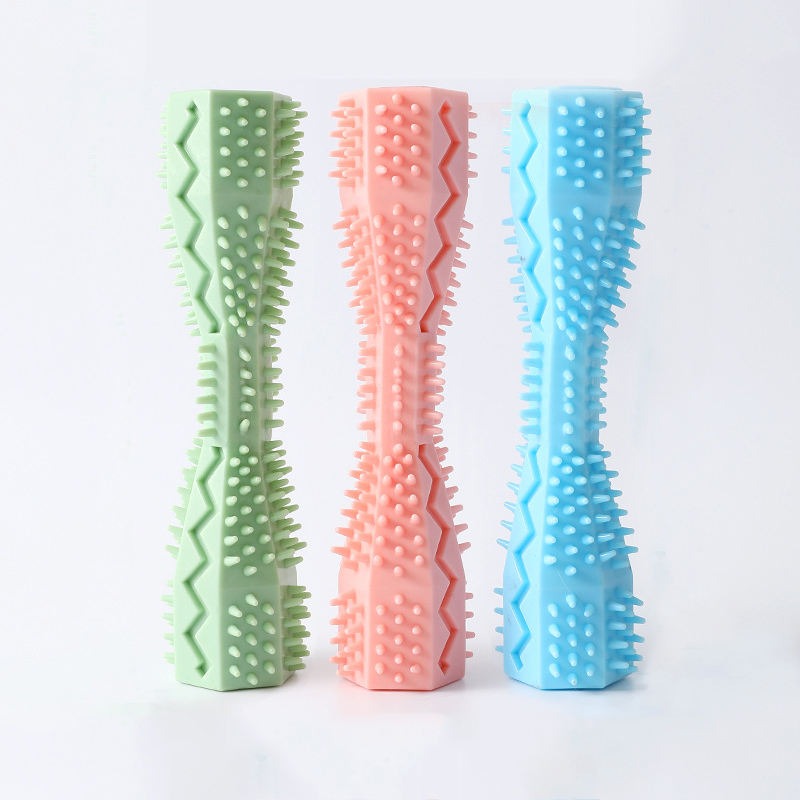 Durable Soft Rubber Dog Toothbrush Chew Toy Stick