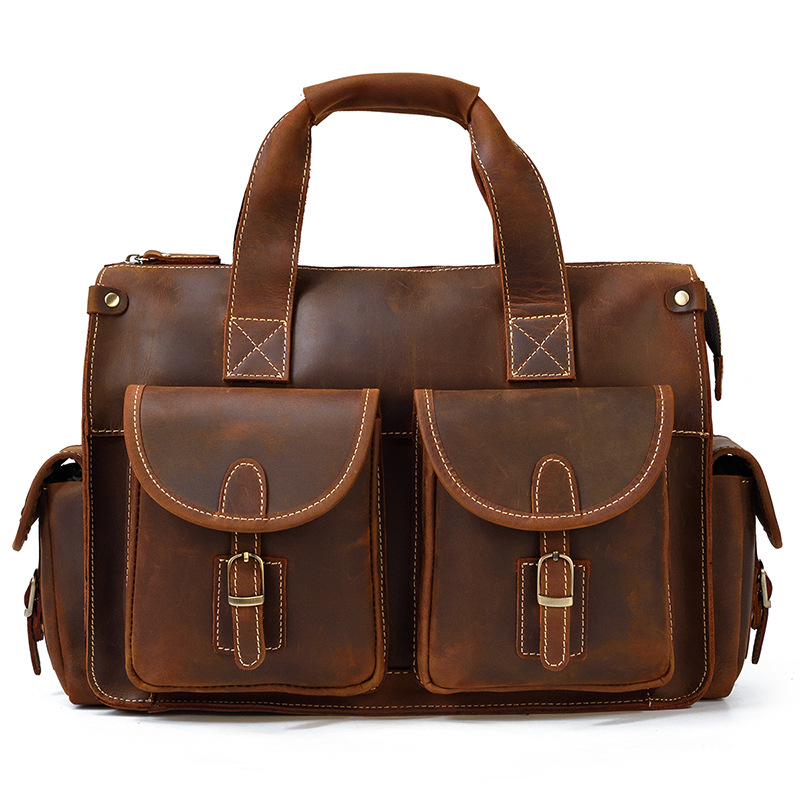 Retro Leather Men's Portable Briefcase