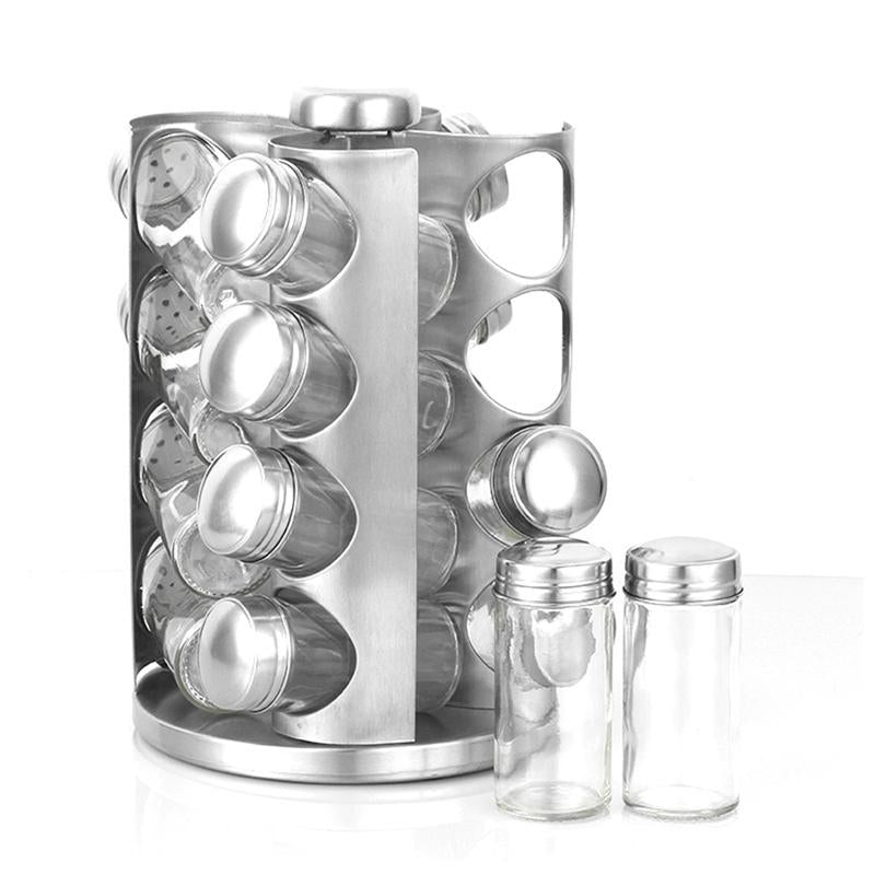 Stainless Steel Rotating Spice Jar Set