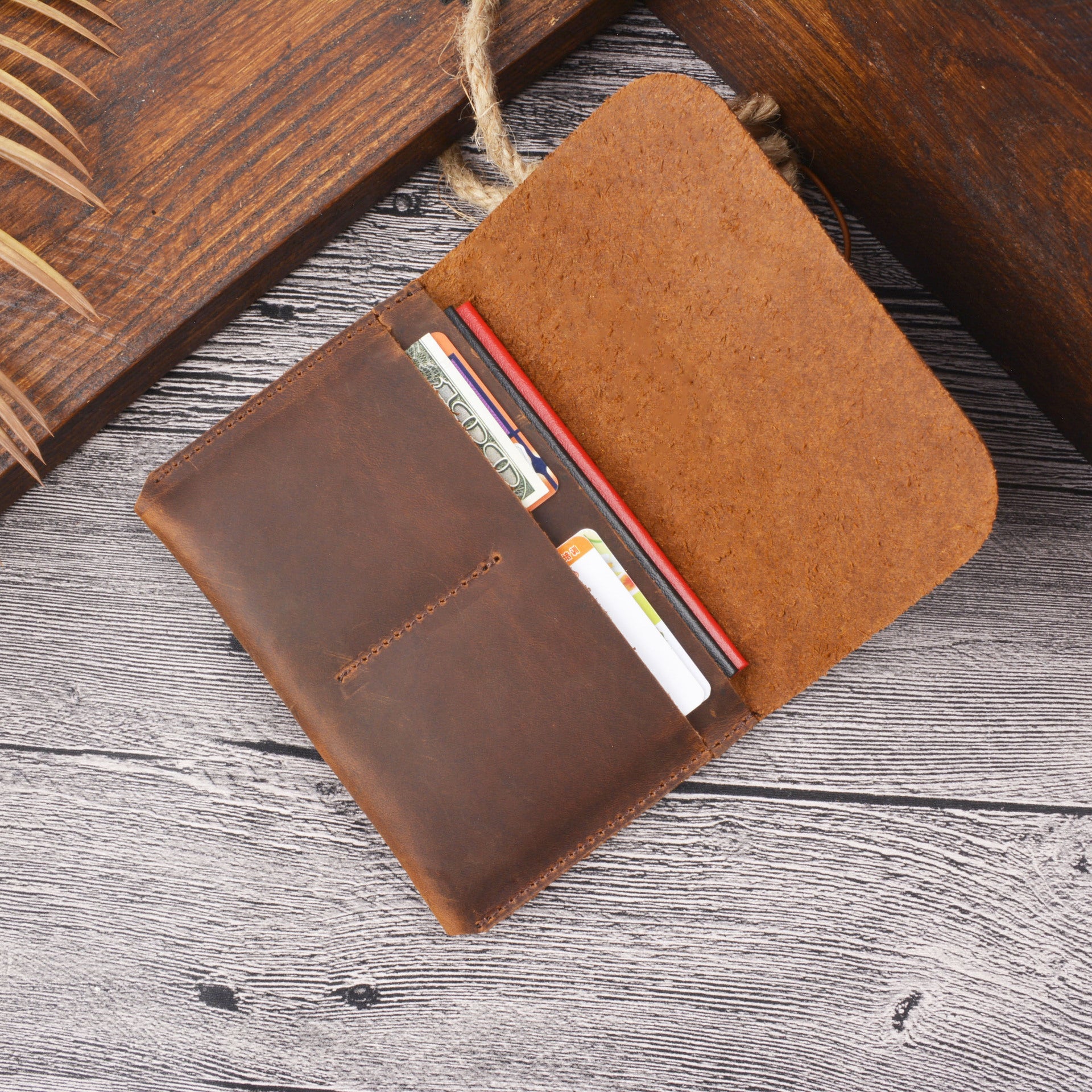 Leather Passport Holder with Card Slots and Wallet