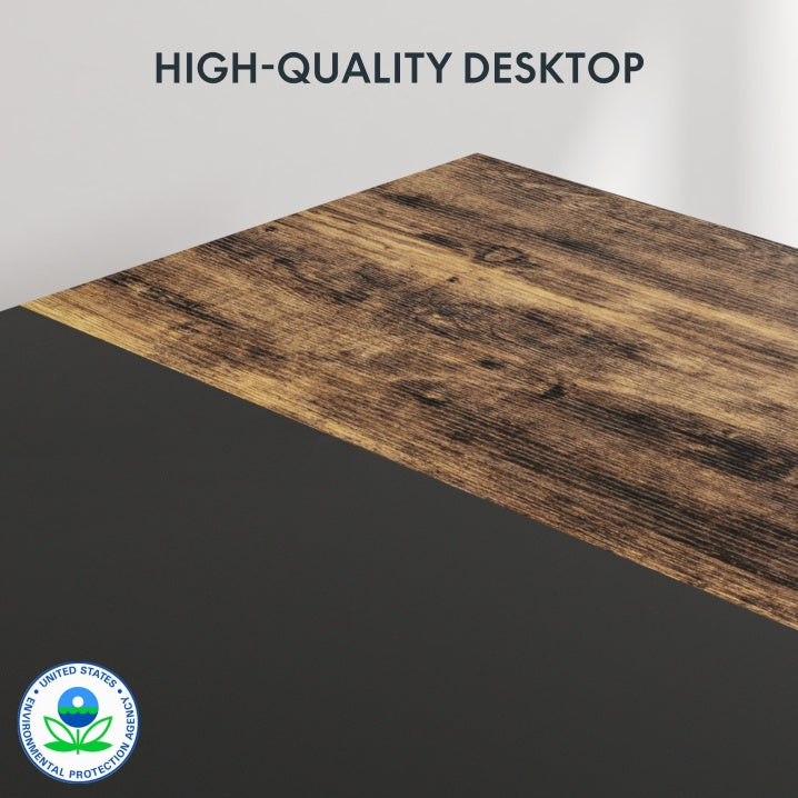 63-Inch Wood & Steel Computer Desk, Black