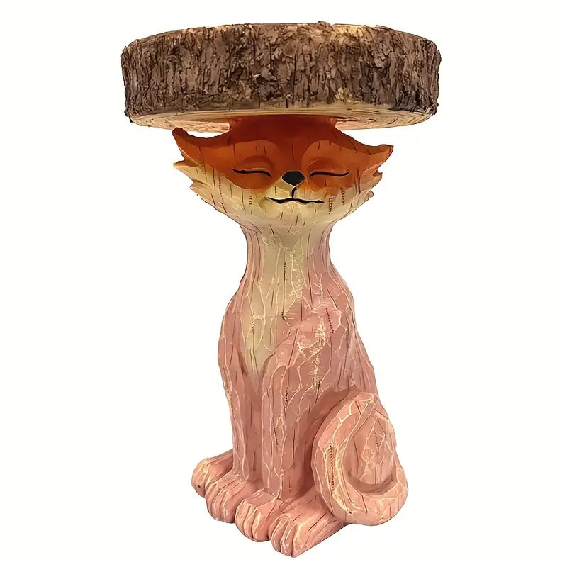 Fox Garden Statue Bird Feeder and Bath for Outdoors