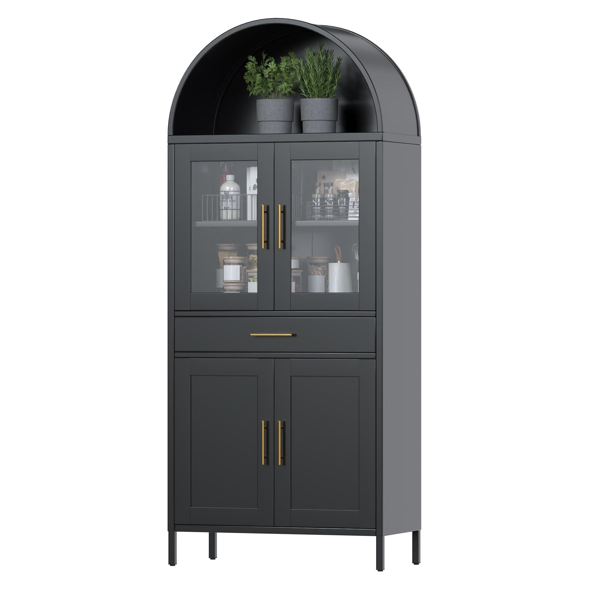 73in Arched Metal Display Cabinet