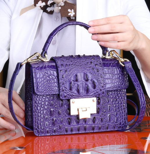 Crocodile-Embossed Shoulder Bag for Women