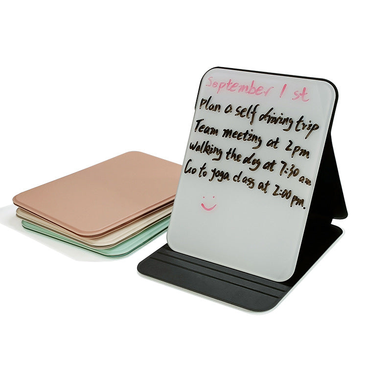 PU Case Glass Desktop Whiteboard - Portable Foldable Memo Board