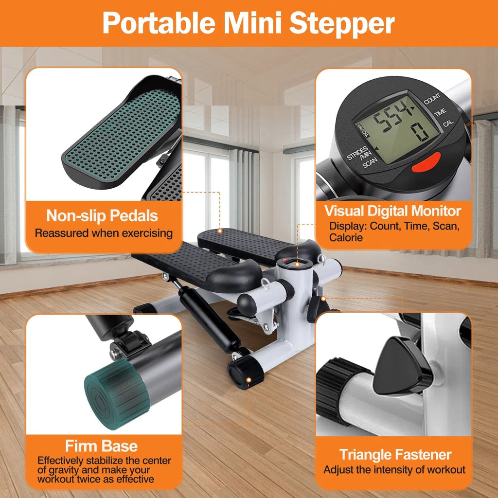 Mini Fitness Stepper with Resistance Bands