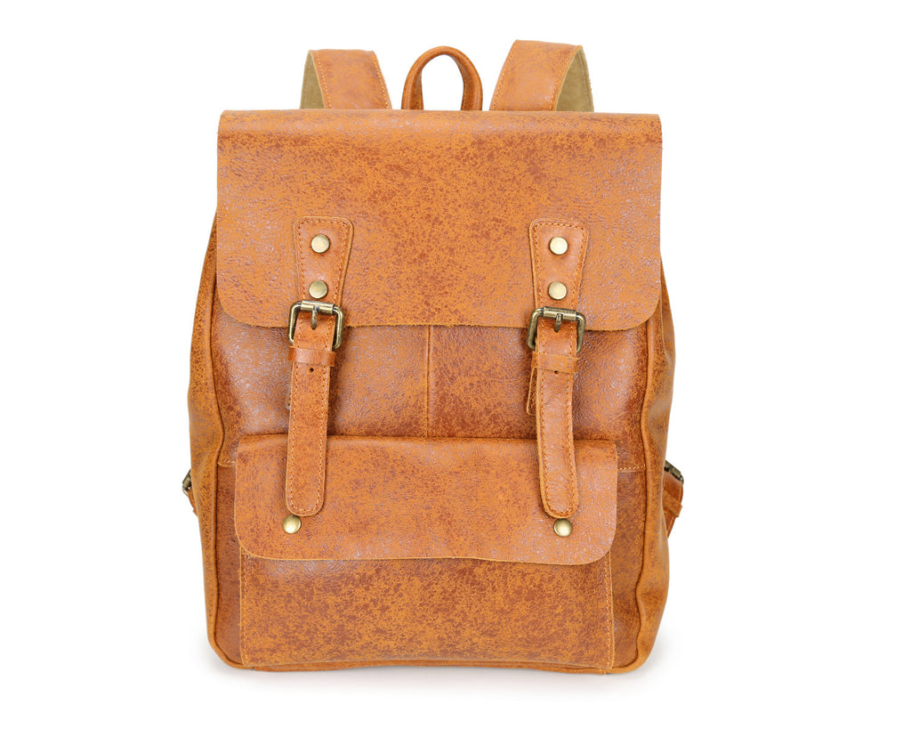 Genuine Leather College-Style Backpack