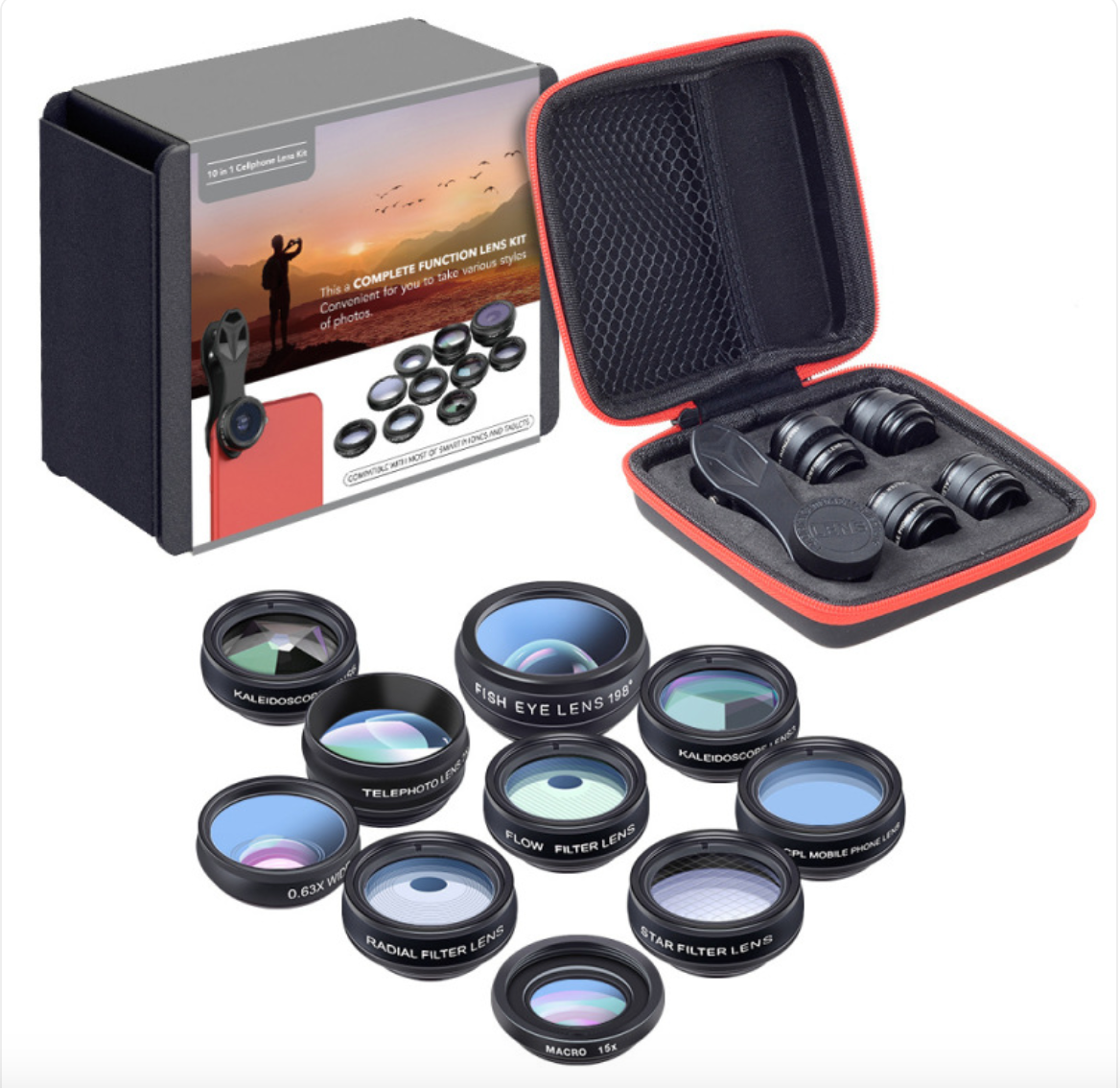 Multi-Function Fisheye Wide-Angle Macro and Zoom Lens Filter Set