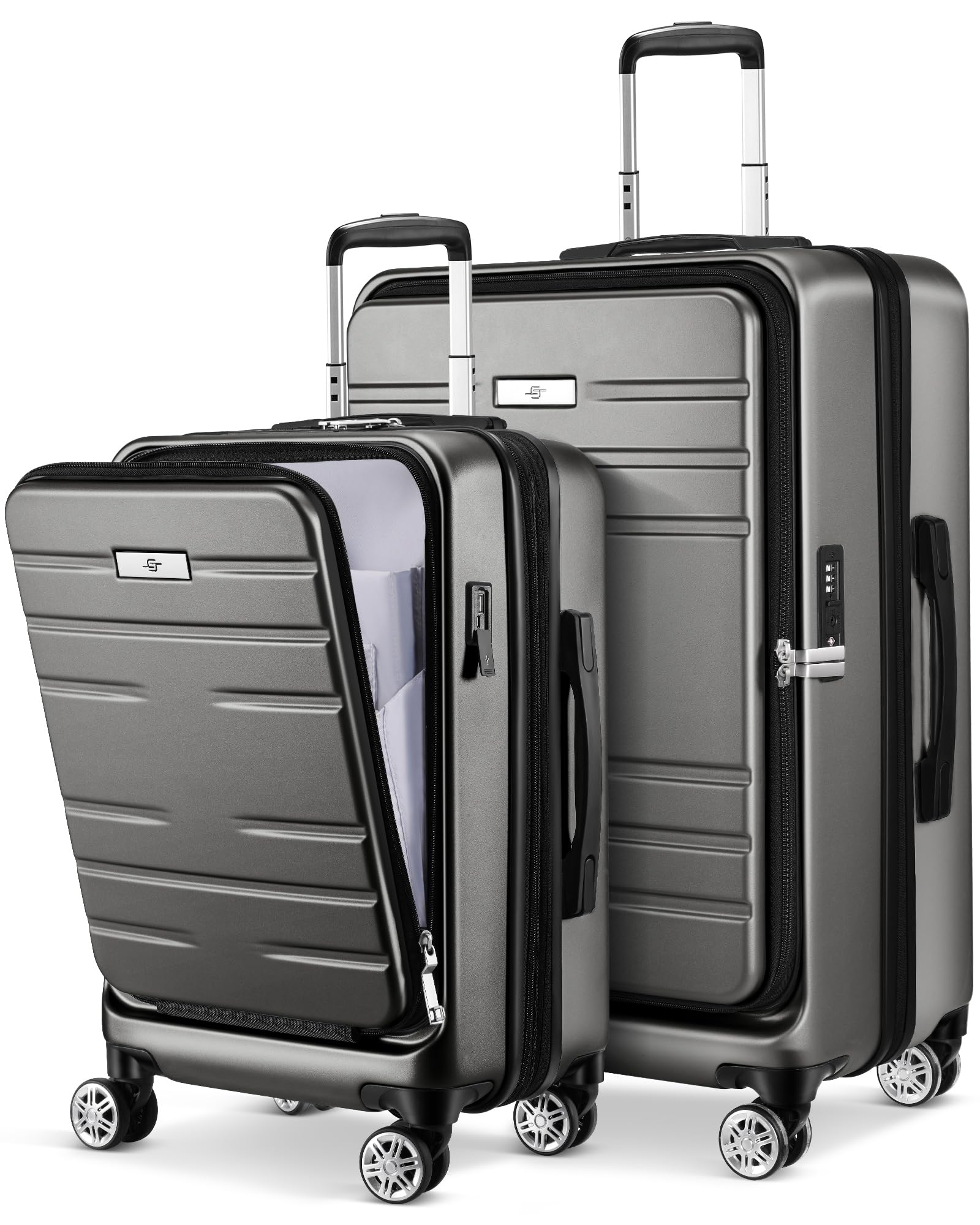 2-Piece Expandable Hard Shell Luggage Set with TSA Lock