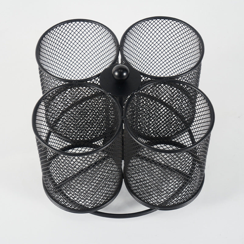Rotating Metal Pen Holder for Desk and Makeup Brushes