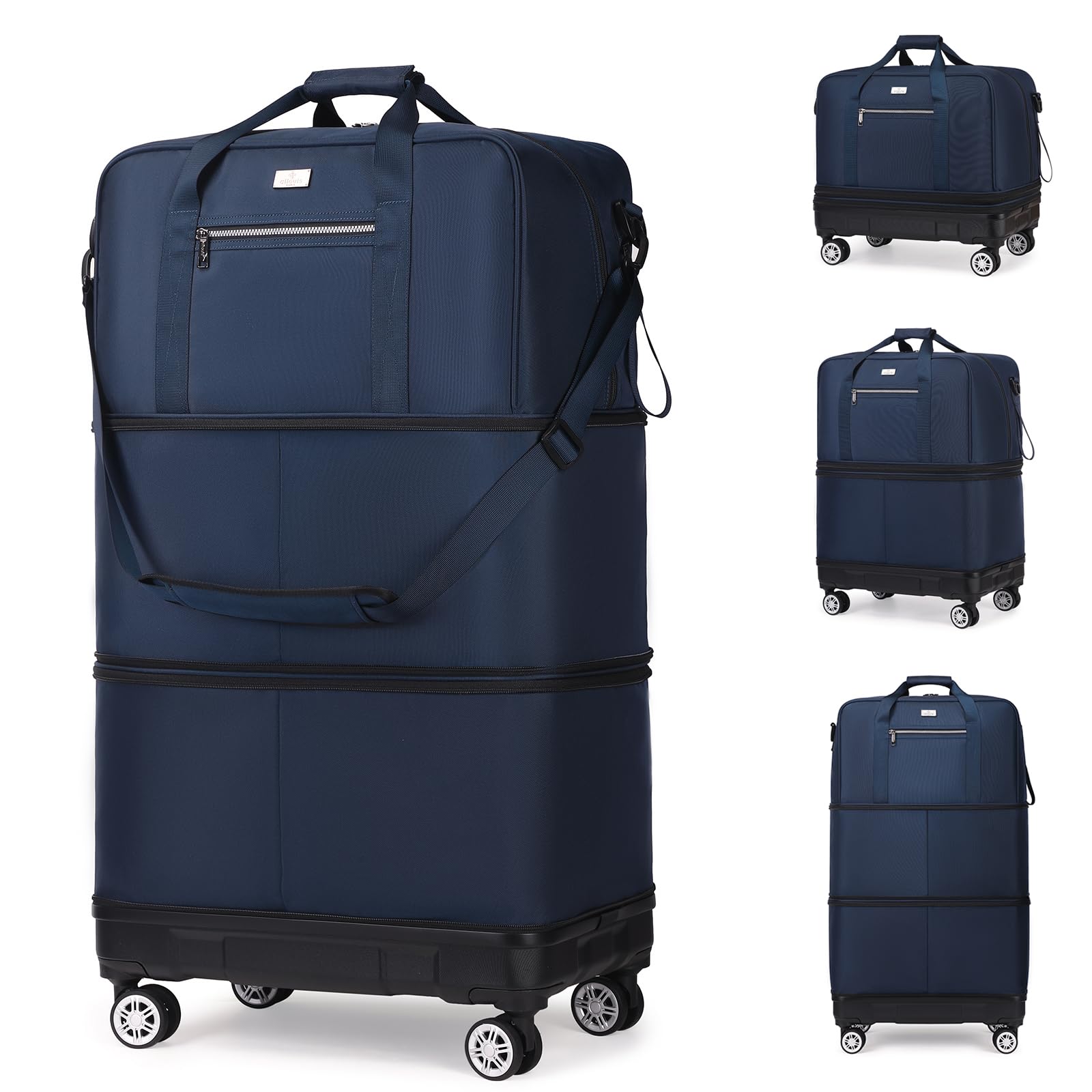Expandable Foldable Rolling Duffel with Anti-Collision Base