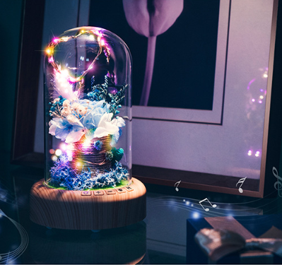 Bluetooth Speaker Night Light with Preserved Flowers