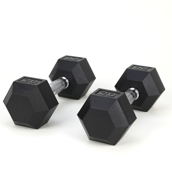 20lb Rubber-Coated Cast Iron Dumbbell Pair