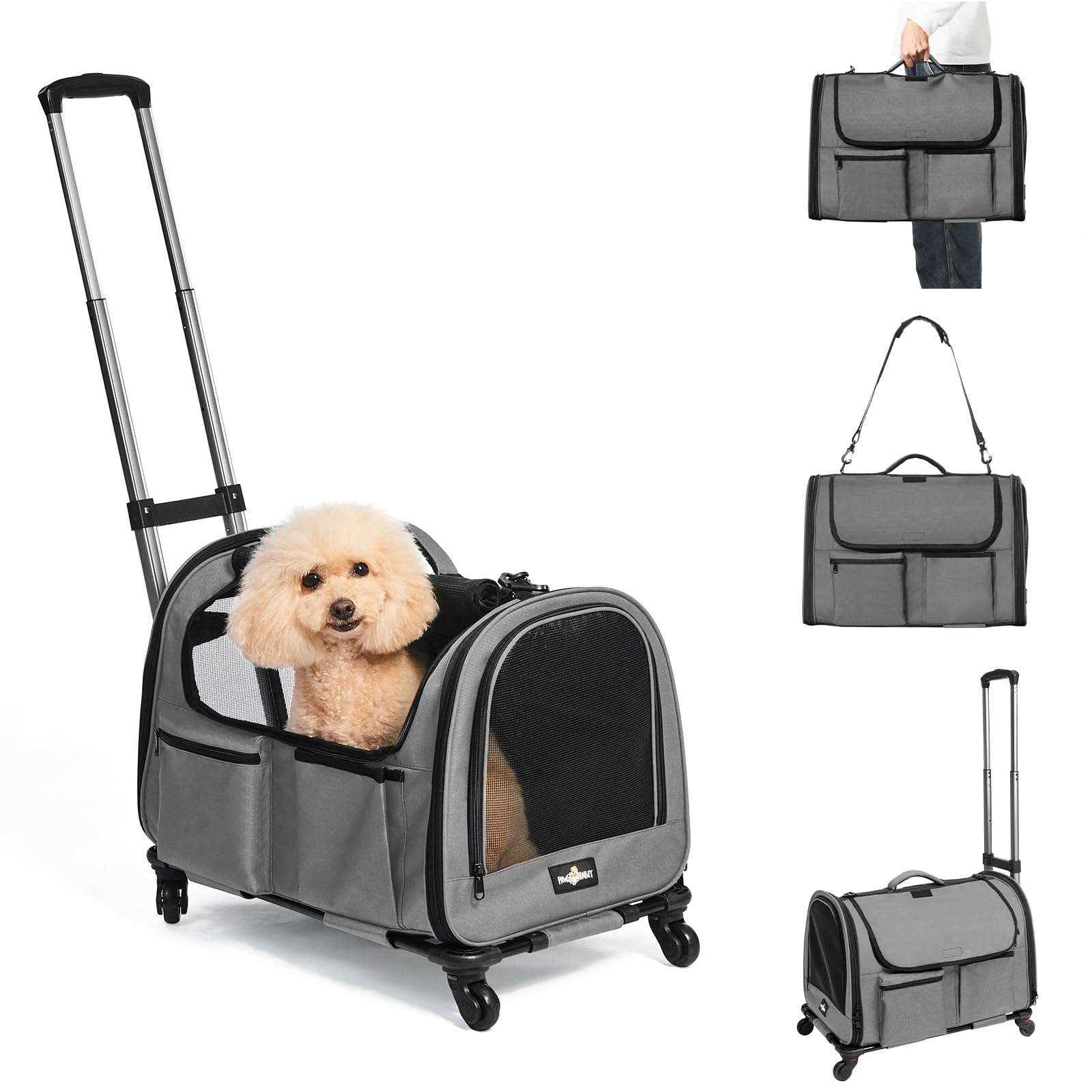 Rolling Pet Carrier with Detachable Wheels, Large
