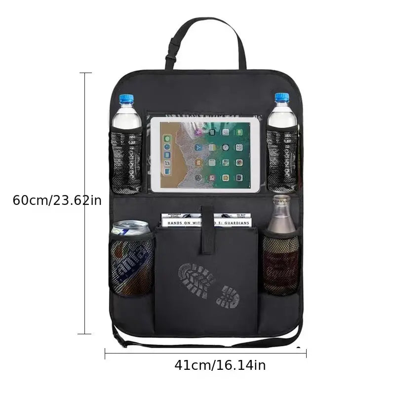 Car Seatback Organizer with Cup Holder Travel Accessory