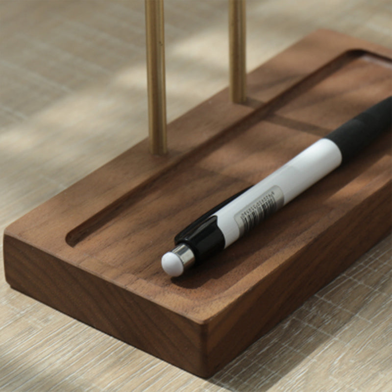 Walnut Wood and Brass Creative Headphone Stand with USB