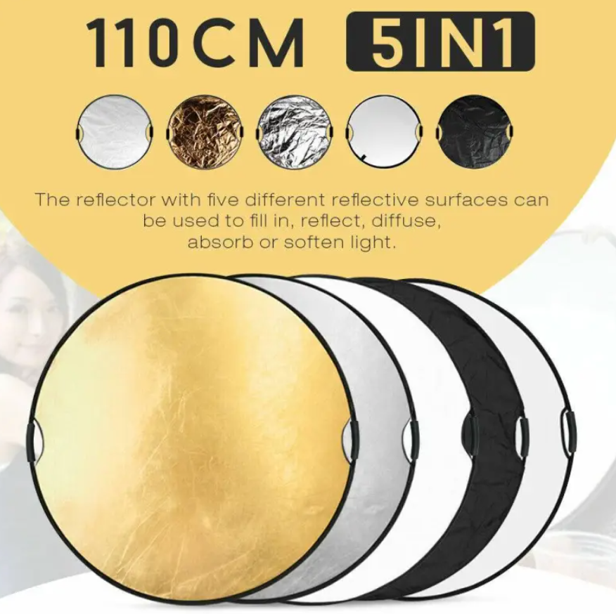 110CM 5-in-1 Collapsible Photography Reflector with Handle
