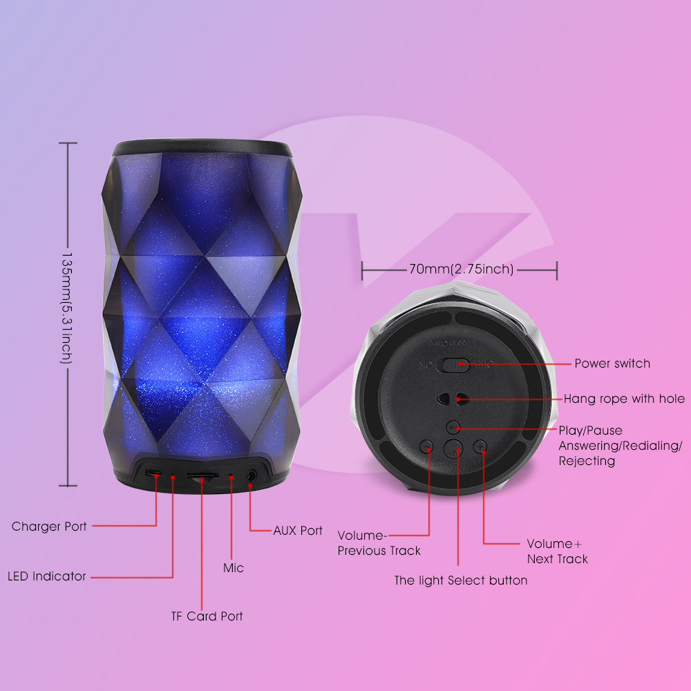 Crystal Soda Can Color Lamp Bluetooth Speaker, Portable