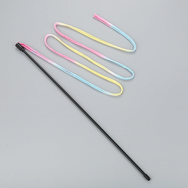 Rainbow Ribbon Cat Teaser Wand for Interactive Play