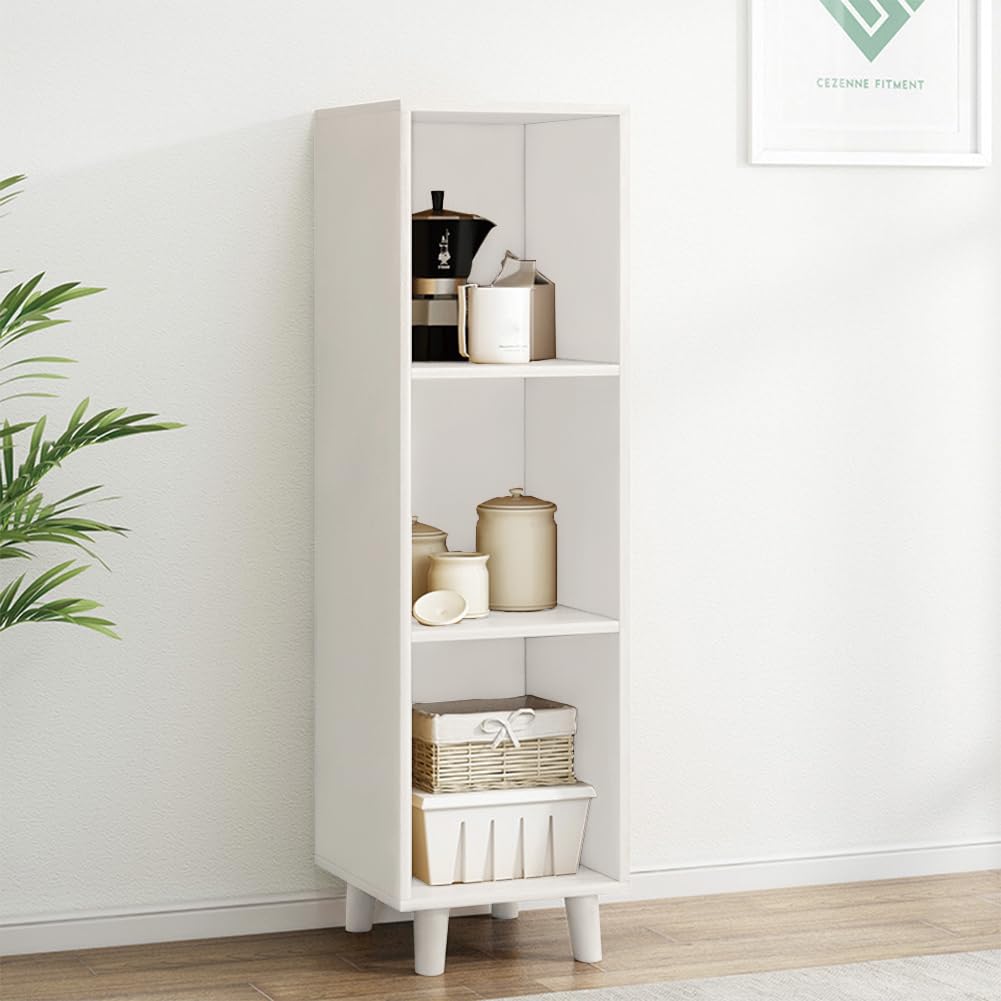 3-Tier Open Cube Bookcase with Legs, White