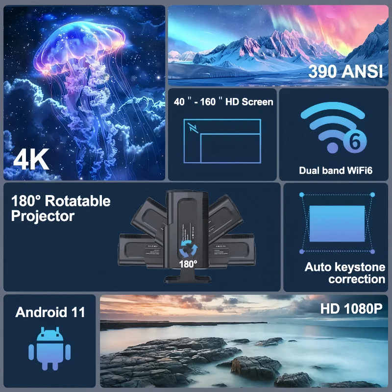 Small 4K Wireless WiFi Smart Projector