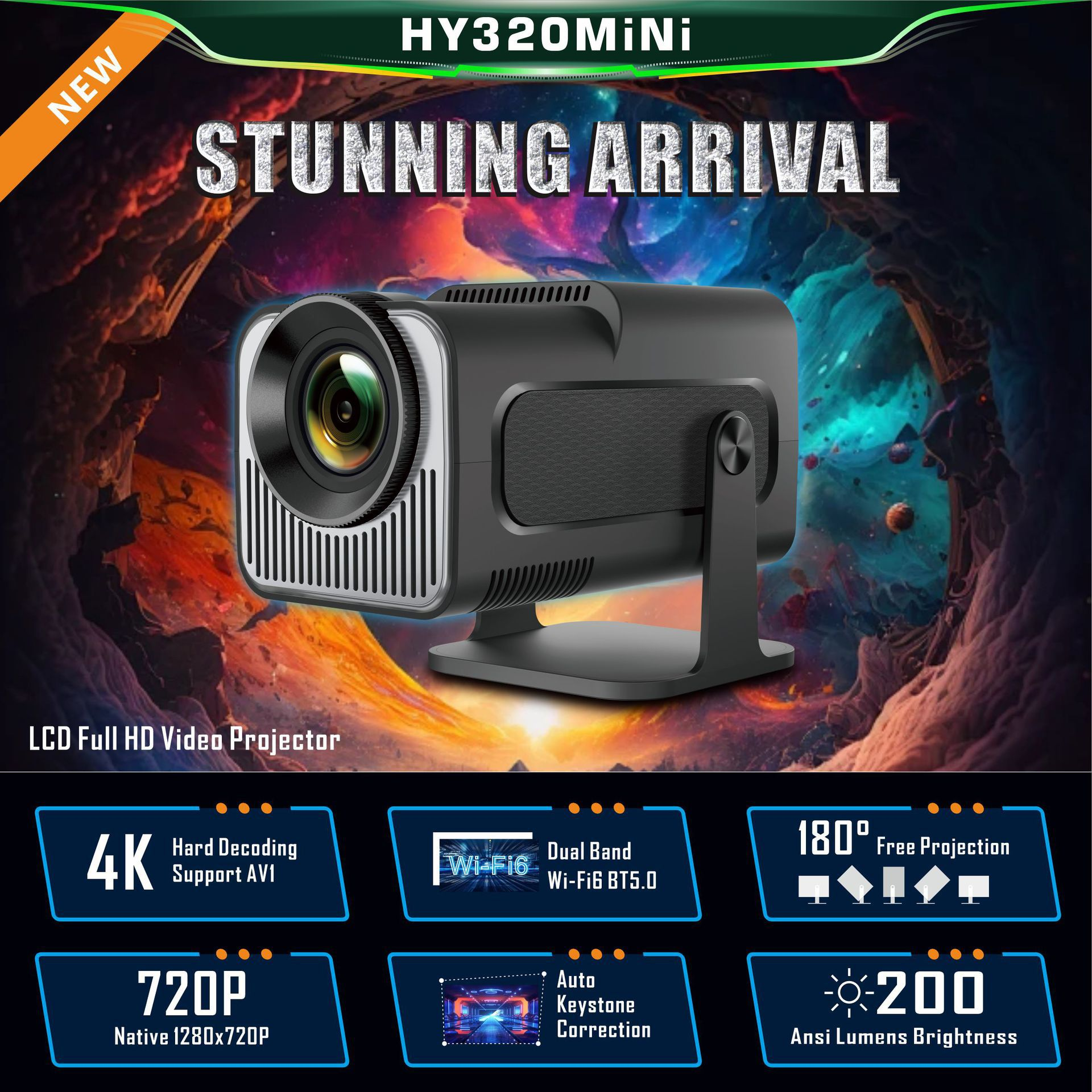 Small 4K Wireless WiFi Smart Projector