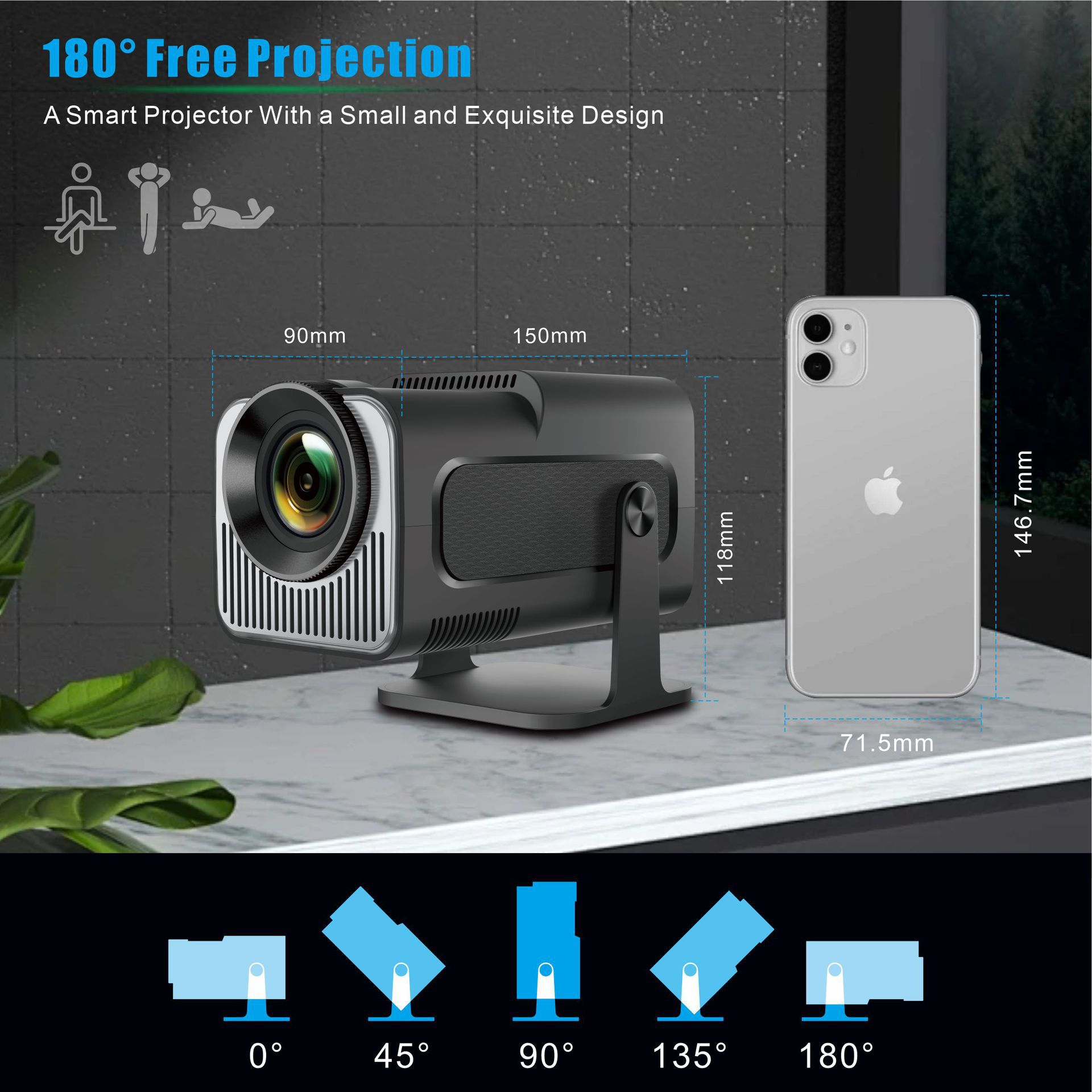 Small 4K Wireless WiFi Smart Projector