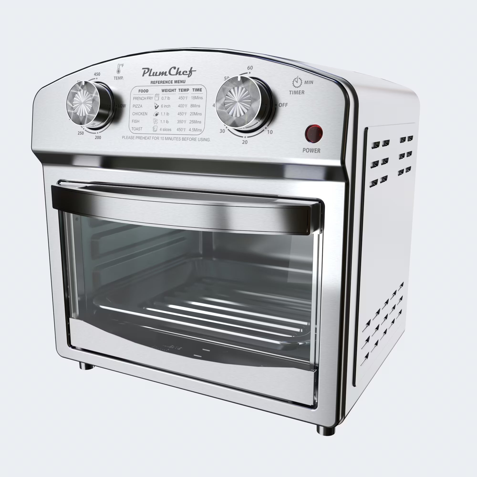 12L Stainless Steel Air Fryer, Dual Knob Control
