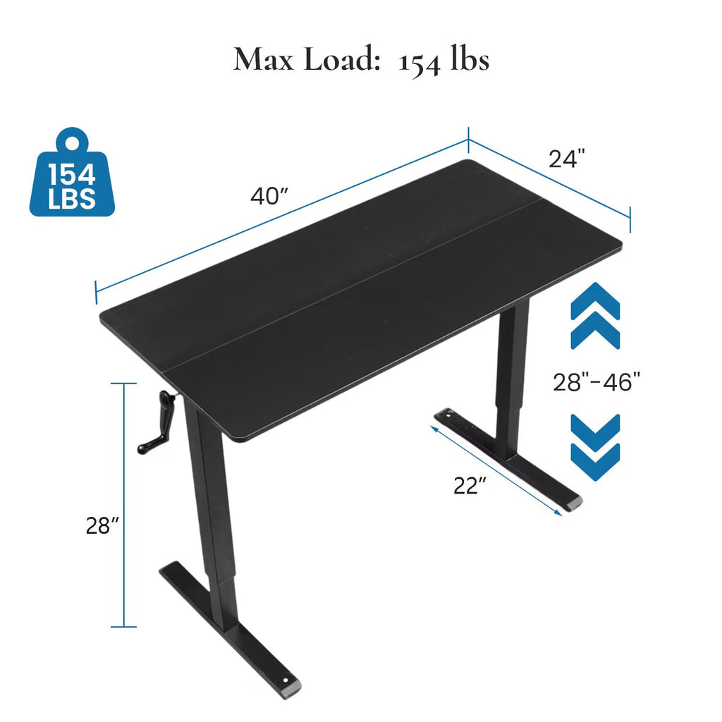 Hand-Crank Height-Adjustable Office Desk