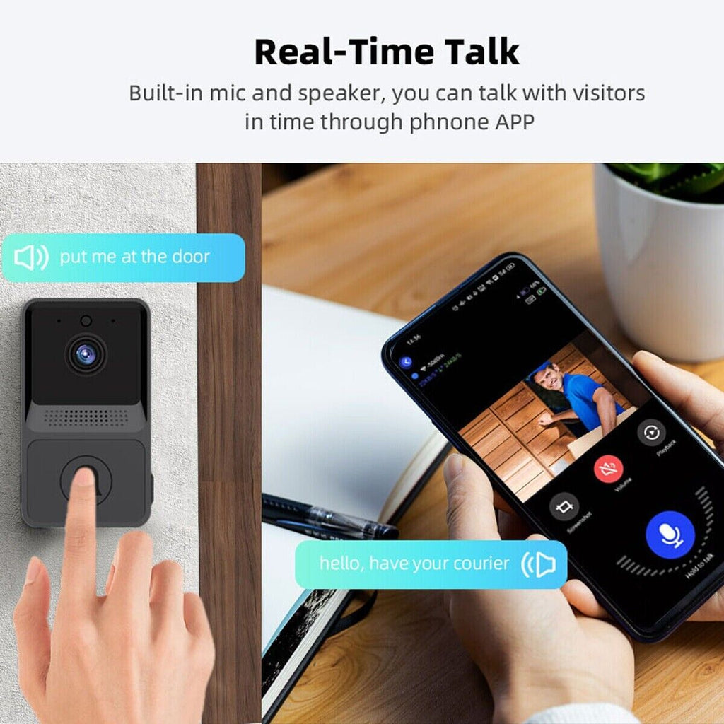 Smart Wireless WiFi Doorbell with Video Camera and Indoor Chime