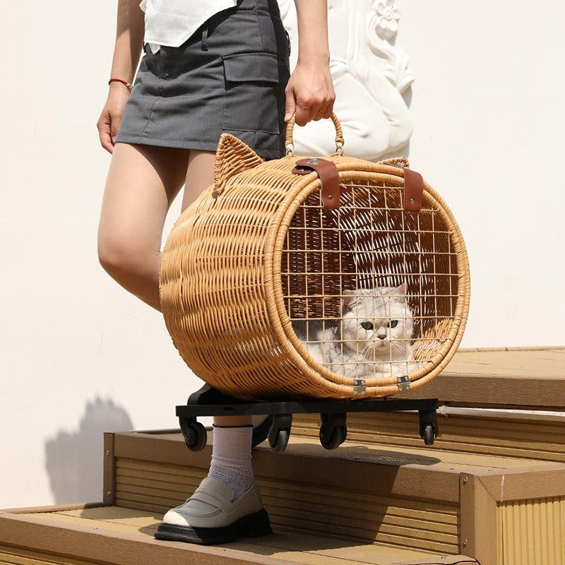 Portable Pet Trolley Woven Luggage