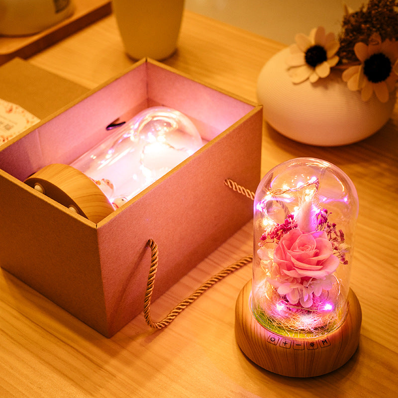 Bluetooth Speaker Night Light with Preserved Flowers