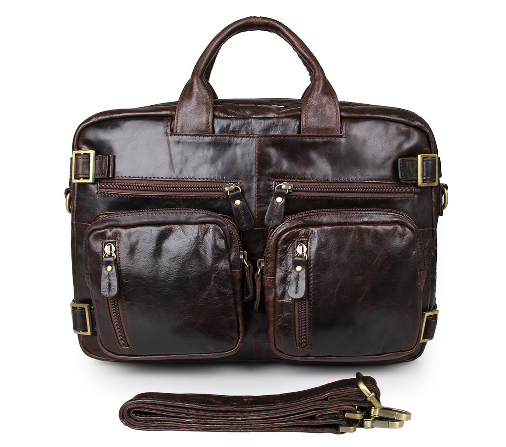Men's Convertible Leather Handbag Backpack