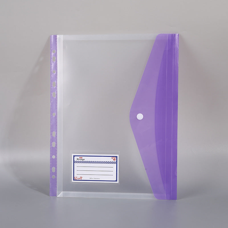 Transparent A4 File Storage Bag with Business Card Holder