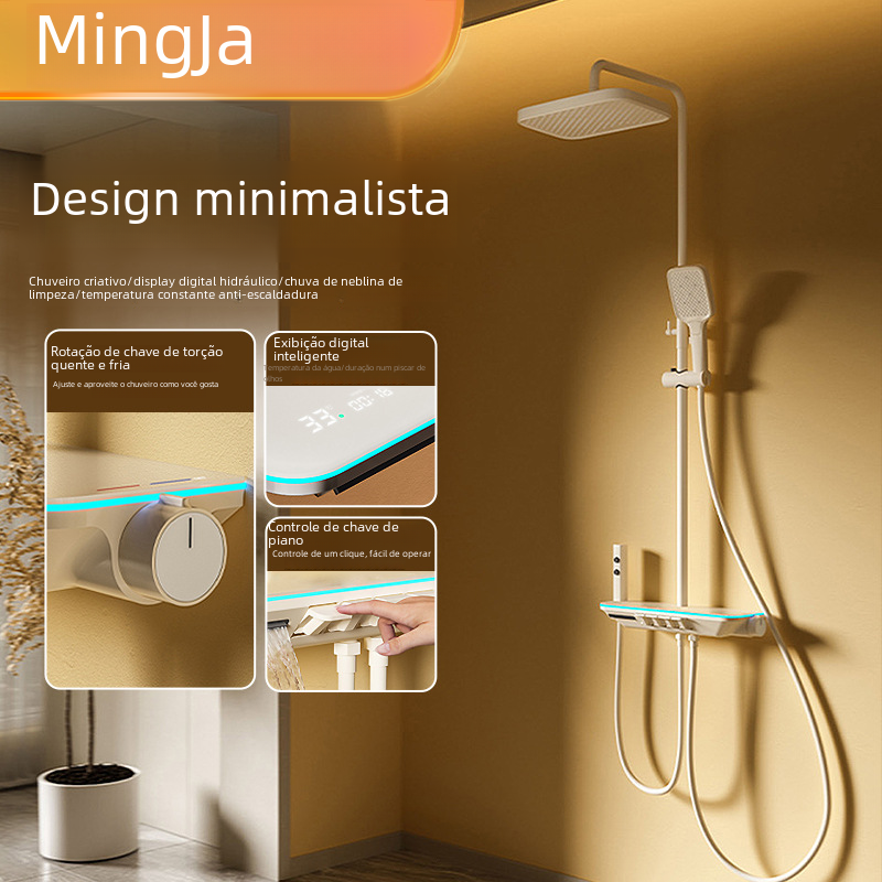 Brass Shower Set with Display Shelf