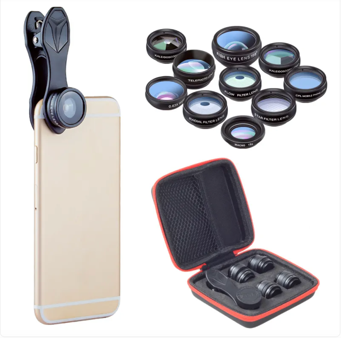 Multi-Function Fisheye Wide-Angle Macro and Zoom Lens Filter Set
