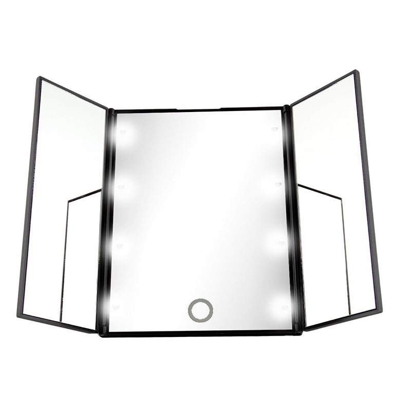 Tri-Fold Makeup Mirror with 16 LED Lights