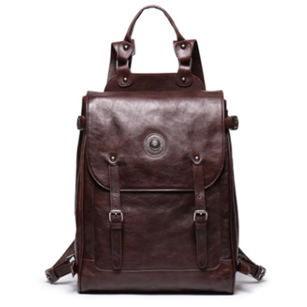 Large Capacity Leather Travel Backpack