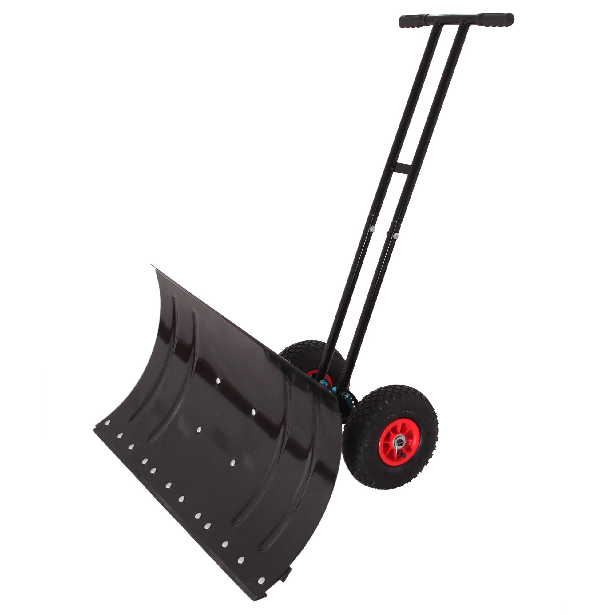 30-Inch Wheeled Snow Pusher with Adjustable Handle