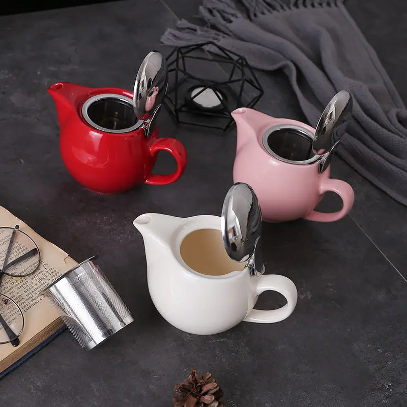Ceramic Single Tea Infuser with Filter Mesh Teapot